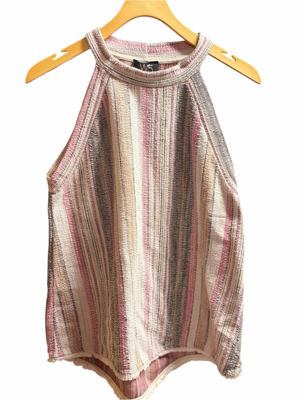 W5 Striped Halter Tank in Pink, Cream & Gray